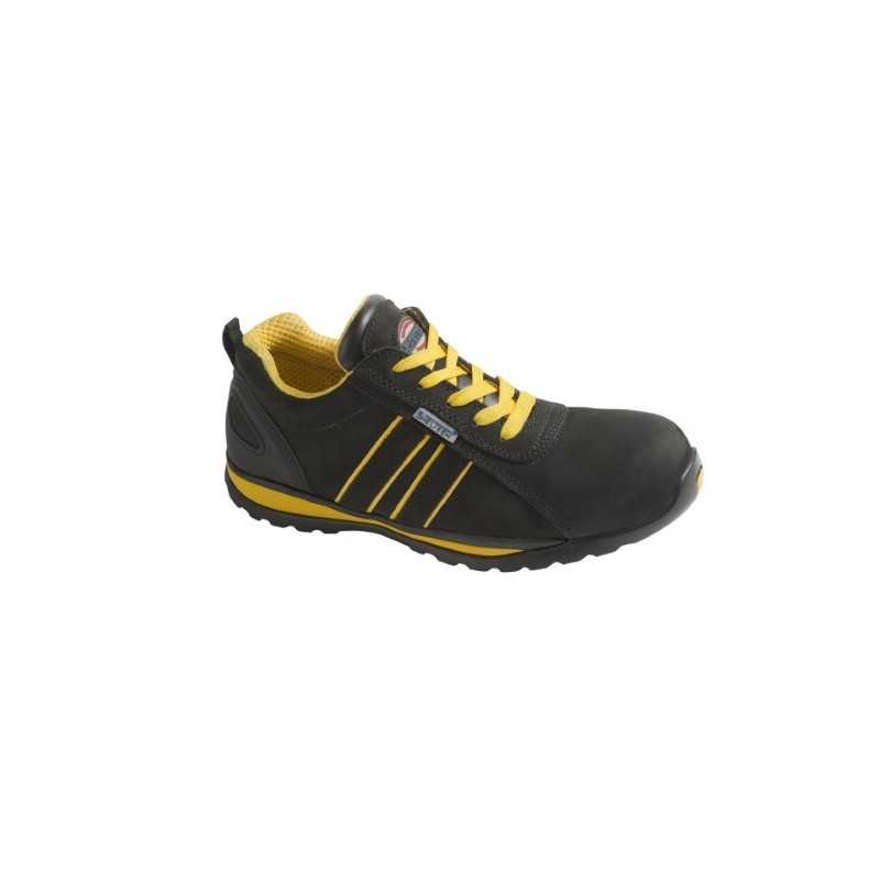 Scarpe antinfortunistica calzatura bassa effetto nabuk nero finiture gialle modello Yuma